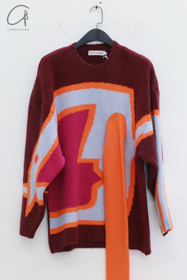 Walter van beirendonck 24 autumn and winter sweater WVB-5003-Comb.II Tawny Port wine red